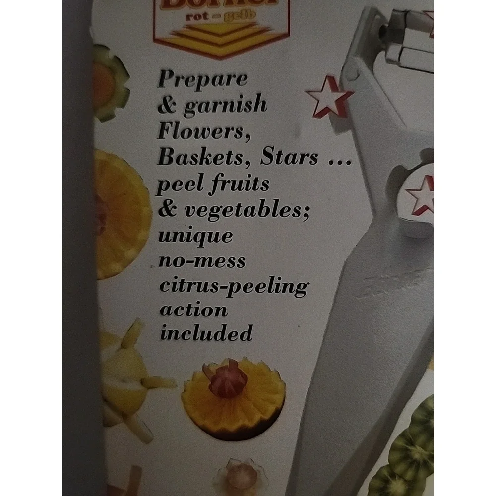 Borner Veg'Art 5-in-1 Prep Tool (V-Knife, Citrus-Peeler/Opener,‎ Groove cutter)